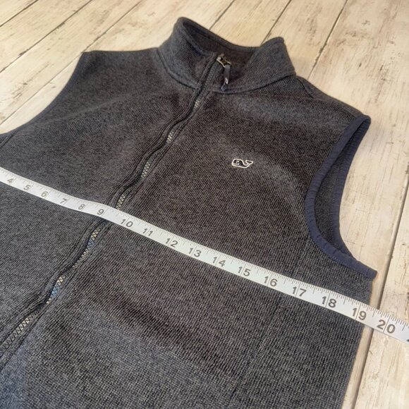 Vineyard Vines Fleece Vest Jacket Mens Size S Dark Grey Full Zip Zip Pockets - Picture 4 of 7